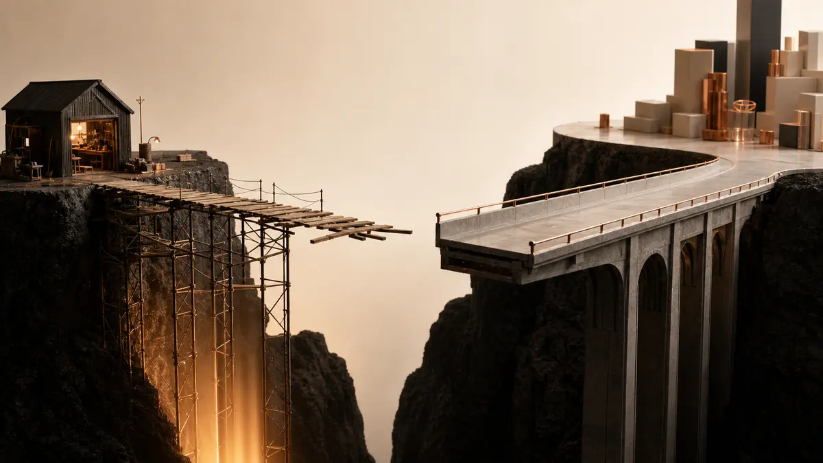 Deux ponts conceptuels illustrant le risque du capital-risque et du capital-développement