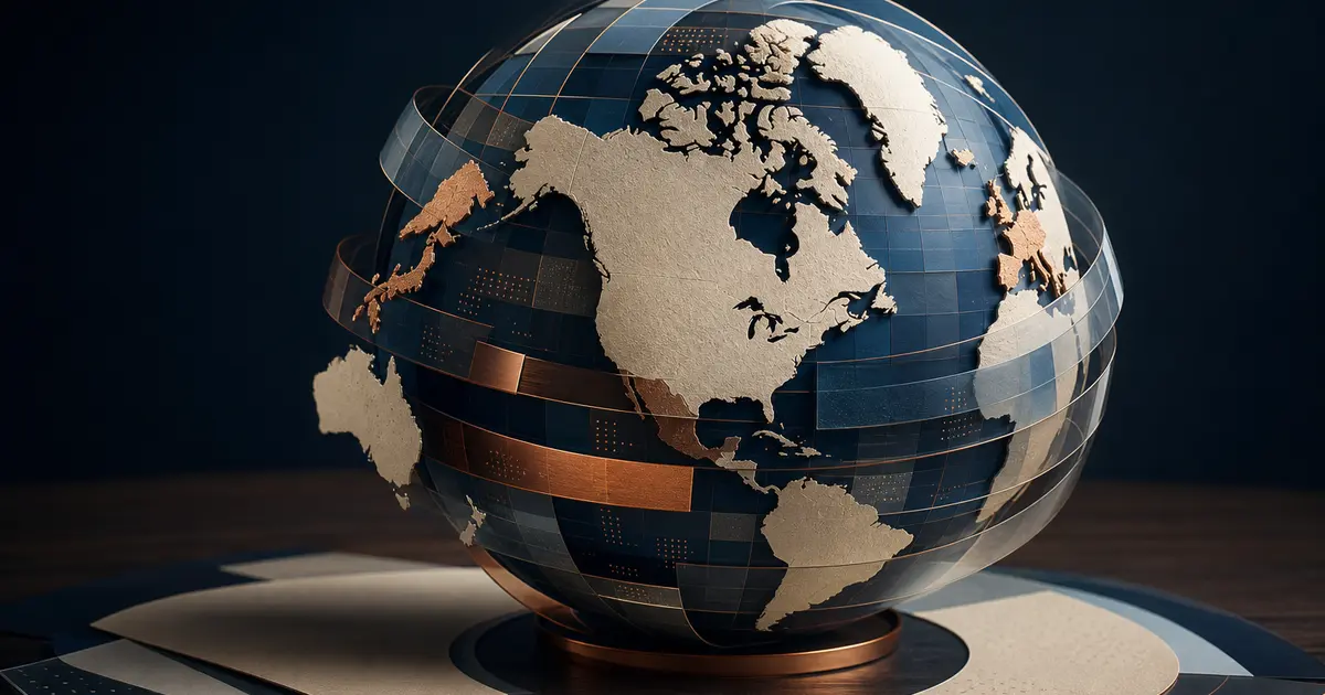 Globe stylisé illustrant la concentration mondiale de l'indice MSCI World