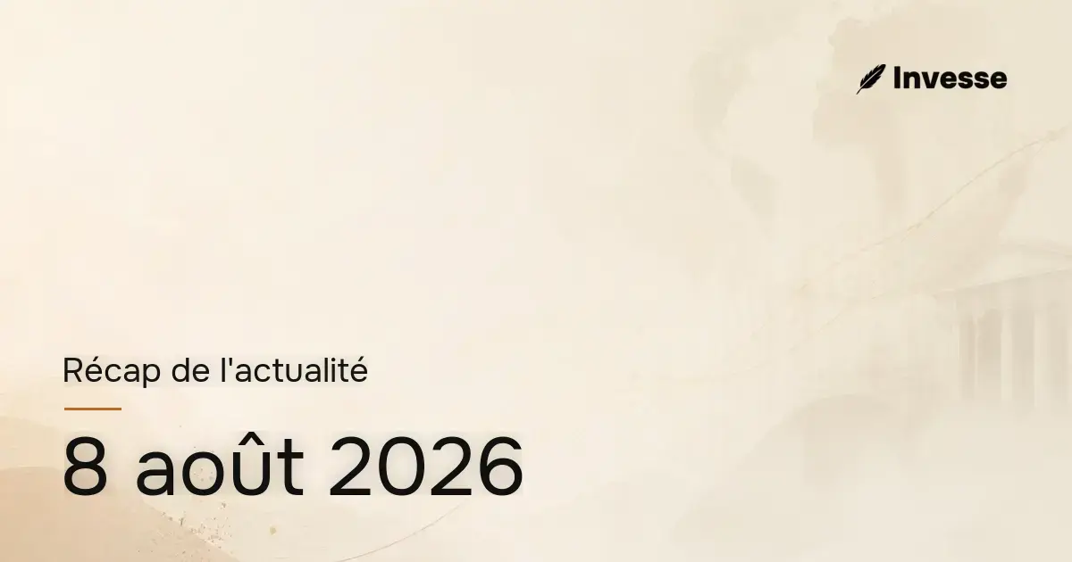 Récap de l'actualité économique et financière du 8 août 2026