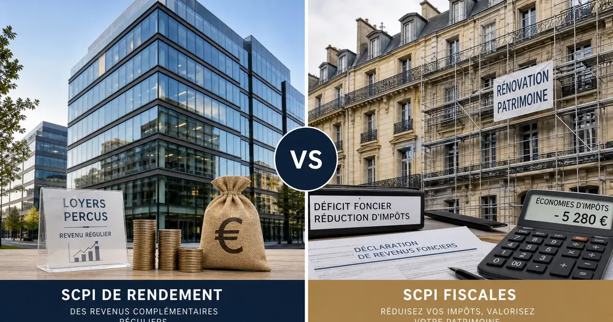 Comparaison SCPI de rendement et SCPI fiscales en 2026 : deux stratégies immobilières